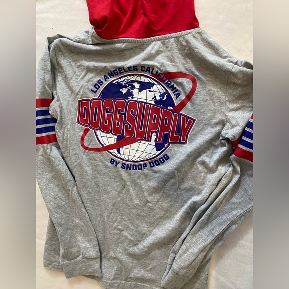 Dog Supply by Snood Dog‎ Gray and Red Hooded Jersey Sweatshirt  size 18 Boys - Picture 5 of 5